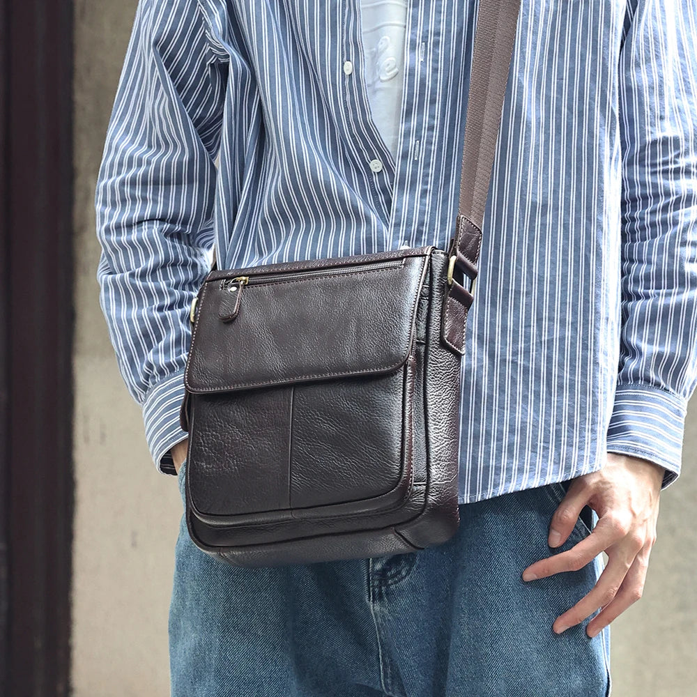 JOYIR Men's Genuine Leather Crossbody Bag – Vintage Flap Messenger Shoulder Bag
