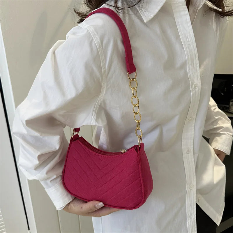Mini Felt Crescent Saddle Bag for Women