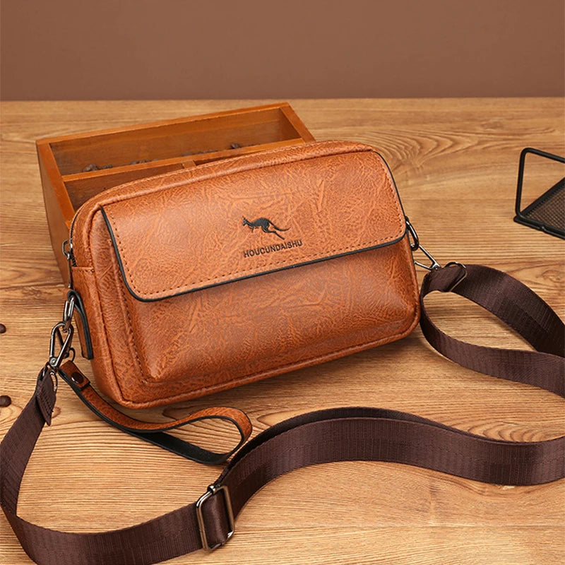 Men's PU Leather Clutch Bag – Long Wallet & Mini Crossbody Shoulder Handbag