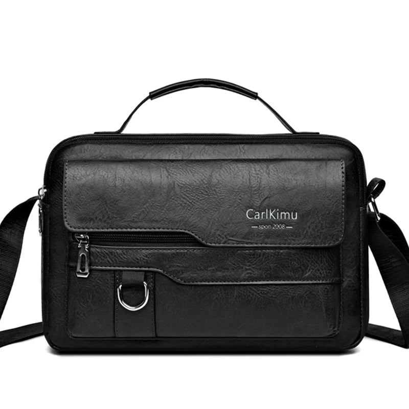 Men's Retro Soft Faux Leather Crossbody Bag – Handheld Messenger Purse in Black, Brown & Coffee