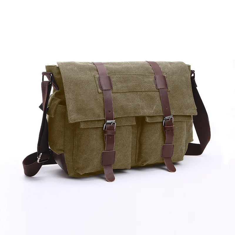 Men's Vintage Canvas Messenger Bag – Retro Casual Business Crossbody Travel Shoulder Bag