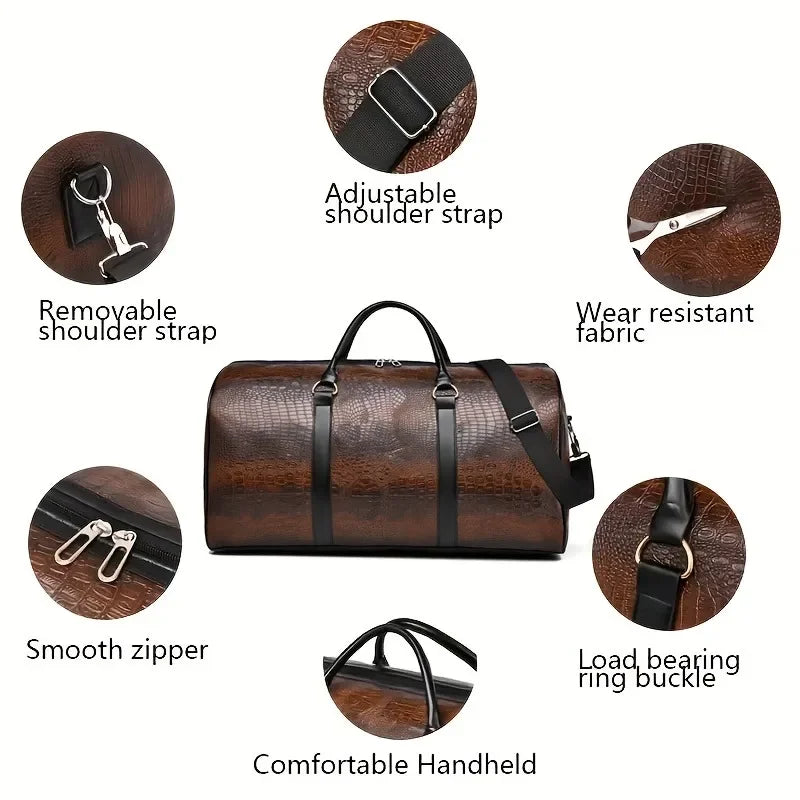 Retro Crocodile Travel Duffel Bag