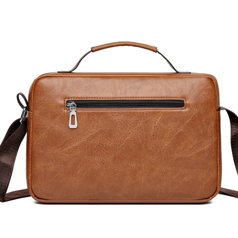 Men's Retro Soft Faux Leather Crossbody Bag – Handheld Messenger Purse in Black, Brown & Coffee