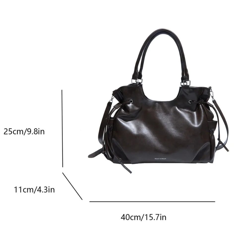 Vintage Oil-Wax Leather Laptop Tote Bag