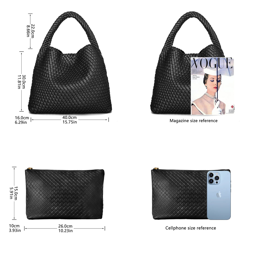 Women's Woven Vegan Leather Tote Bag