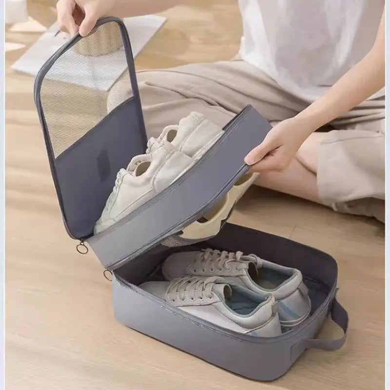 Travel Shoe Storage Bag – Breathable Mesh Washable Portable Shoe Box for Multiple Pairs