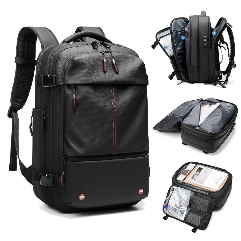 Vacuum Compression Travel Backpack – Expandable 17-Inch Laptop Bag