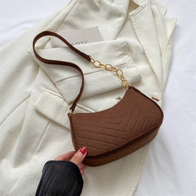 Mini Felt Crescent Saddle Bag for Women