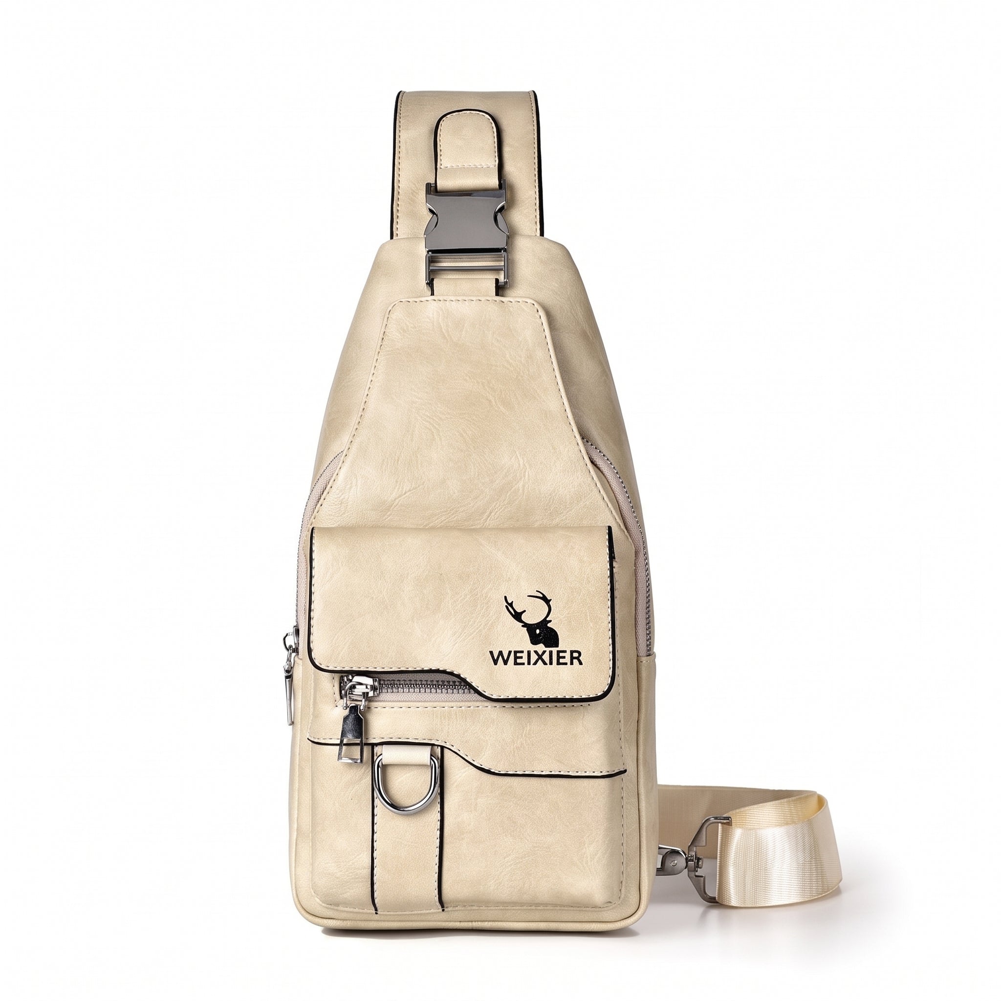 Women's & Men's PU Leather Crossbody Bag – Vintage Waterproof Sling Chest Bag with Large Capacity