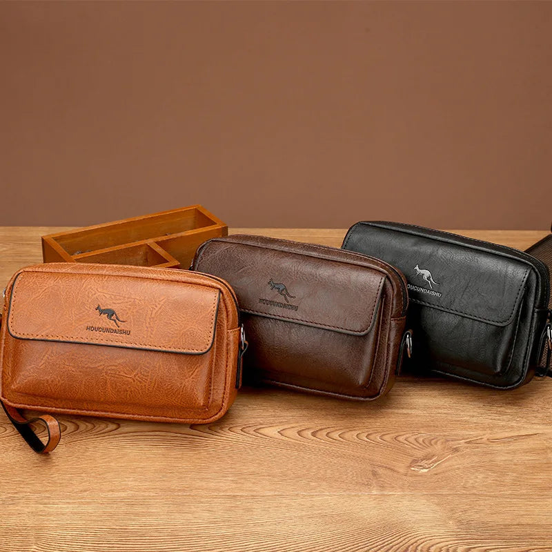 Men's PU Leather Clutch Bag – Long Wallet & Mini Crossbody Shoulder Handbag