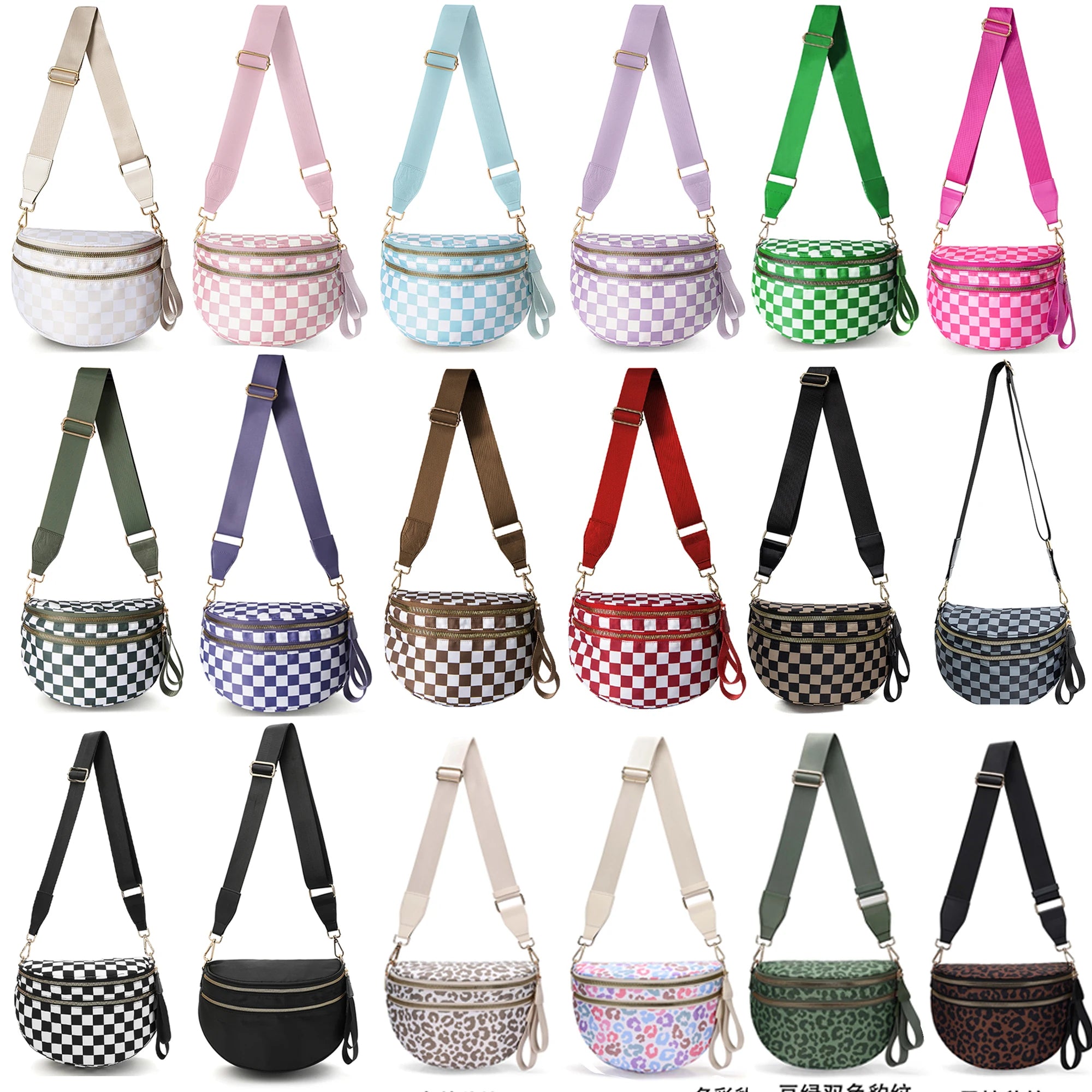 Checkered Crossbody Bum Bag for Women