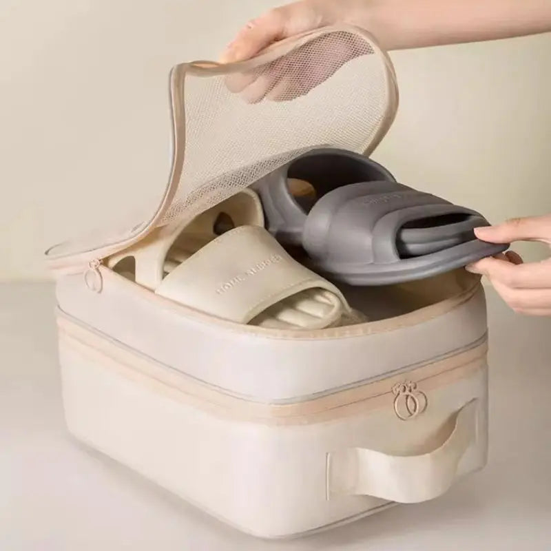 Travel Shoe Storage Bag – Breathable Mesh Washable Portable Shoe Box for Multiple Pairs