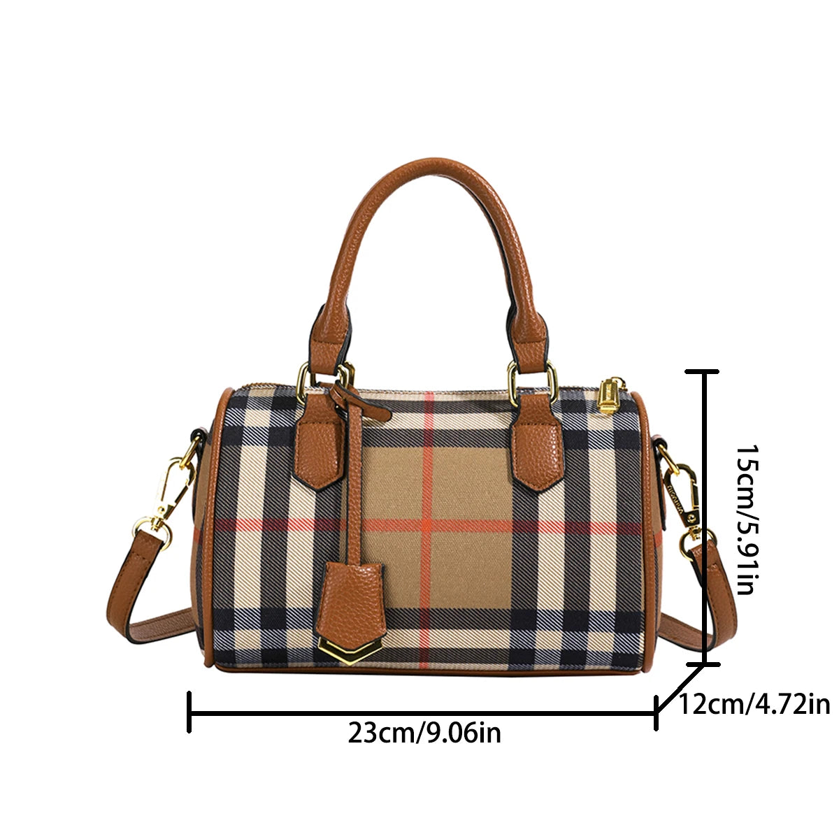 Plaid Stripe Crossbody Tote Bag for Women
