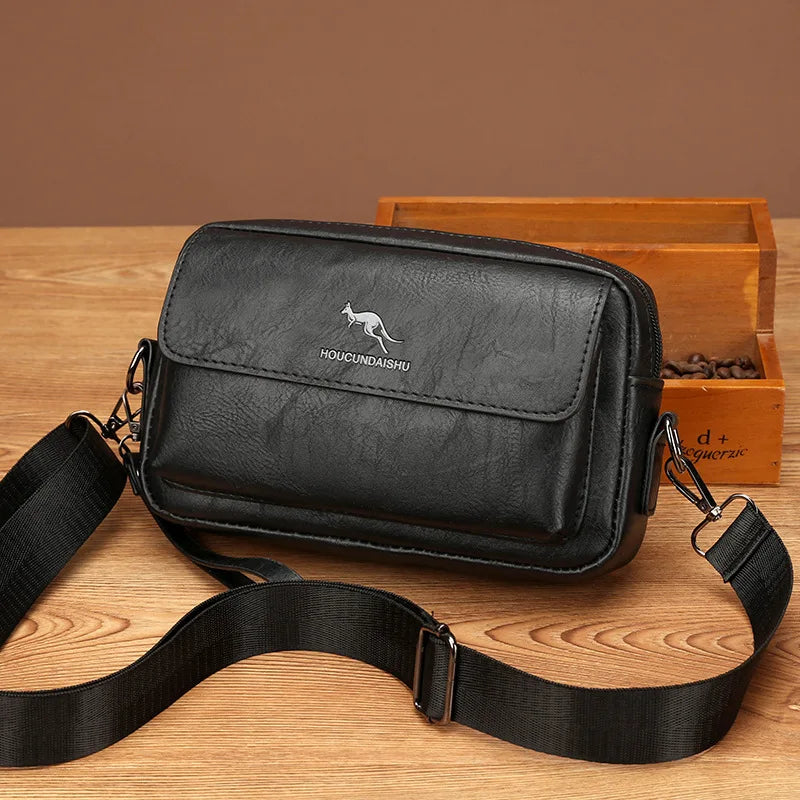 Men's PU Leather Clutch Bag – Long Wallet & Mini Crossbody Shoulder Handbag