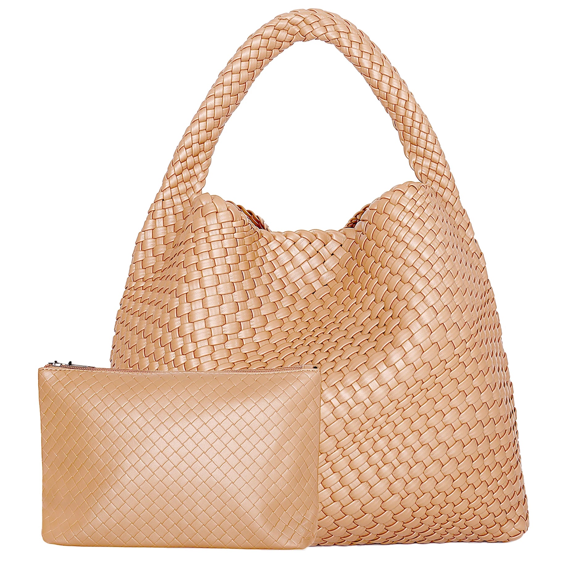 Women's Large Woven Leather Shoulder Tote