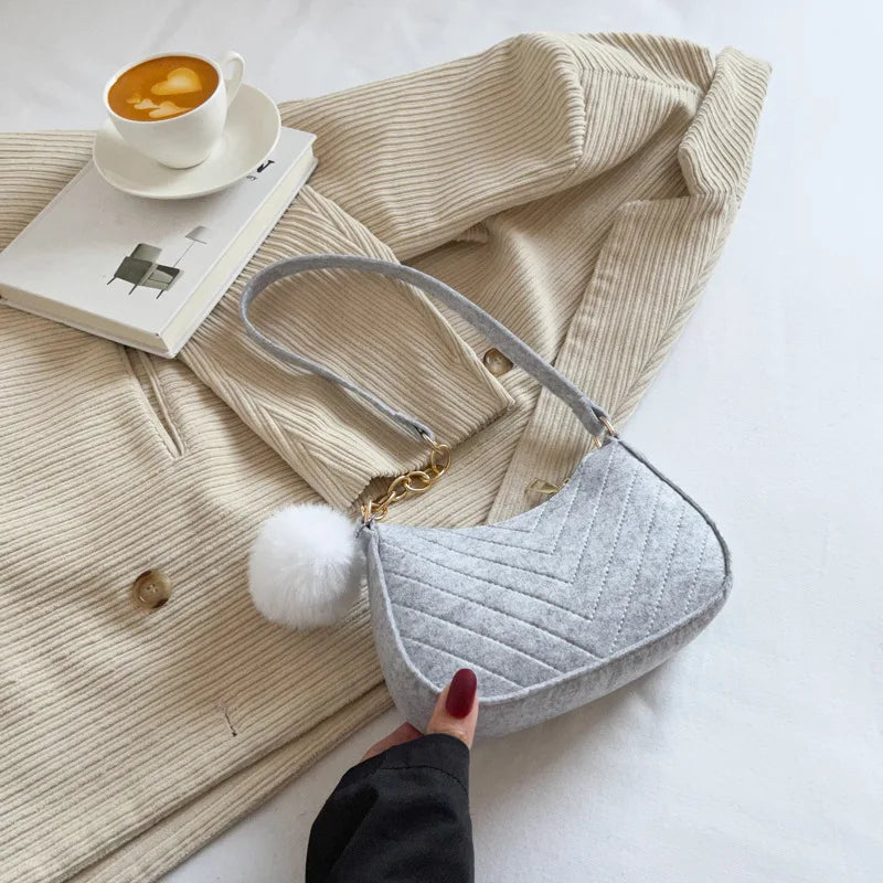 Mini Felt Crescent Saddle Bag for Women