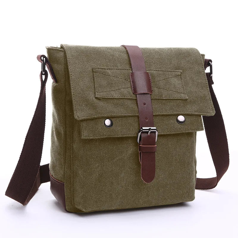 Men's Retro Canvas Messenger Bag – Vintage Travel Briefcase Crossbody Shoulder Bag