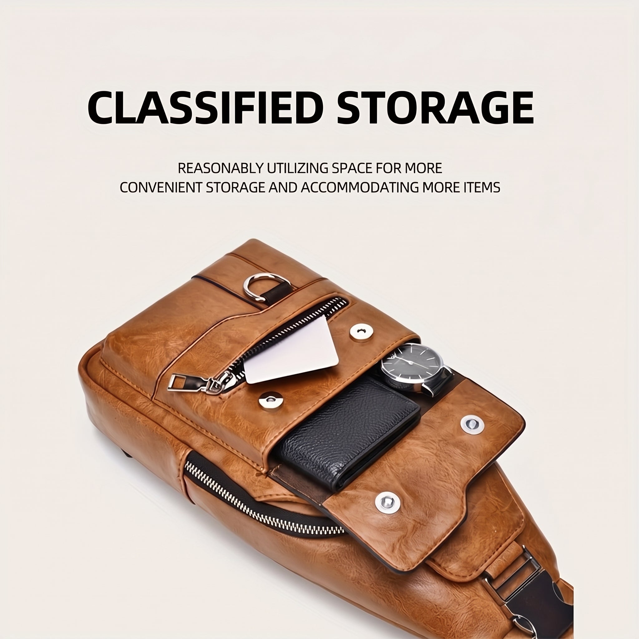 Women's & Men's PU Leather Crossbody Bag – Vintage Waterproof Sling Chest Bag with Large Capacity