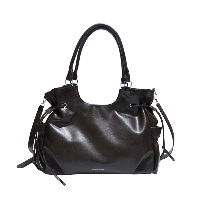 Vintage Oil-Wax Leather Laptop Tote Bag