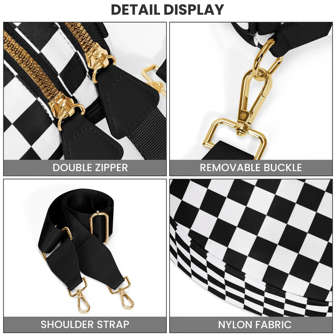 Checkered Crossbody Bum Bag for Women