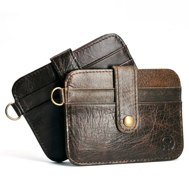 Men's Genuine Leather Slim Wallet – Minimalist Card Holder & Money Purse