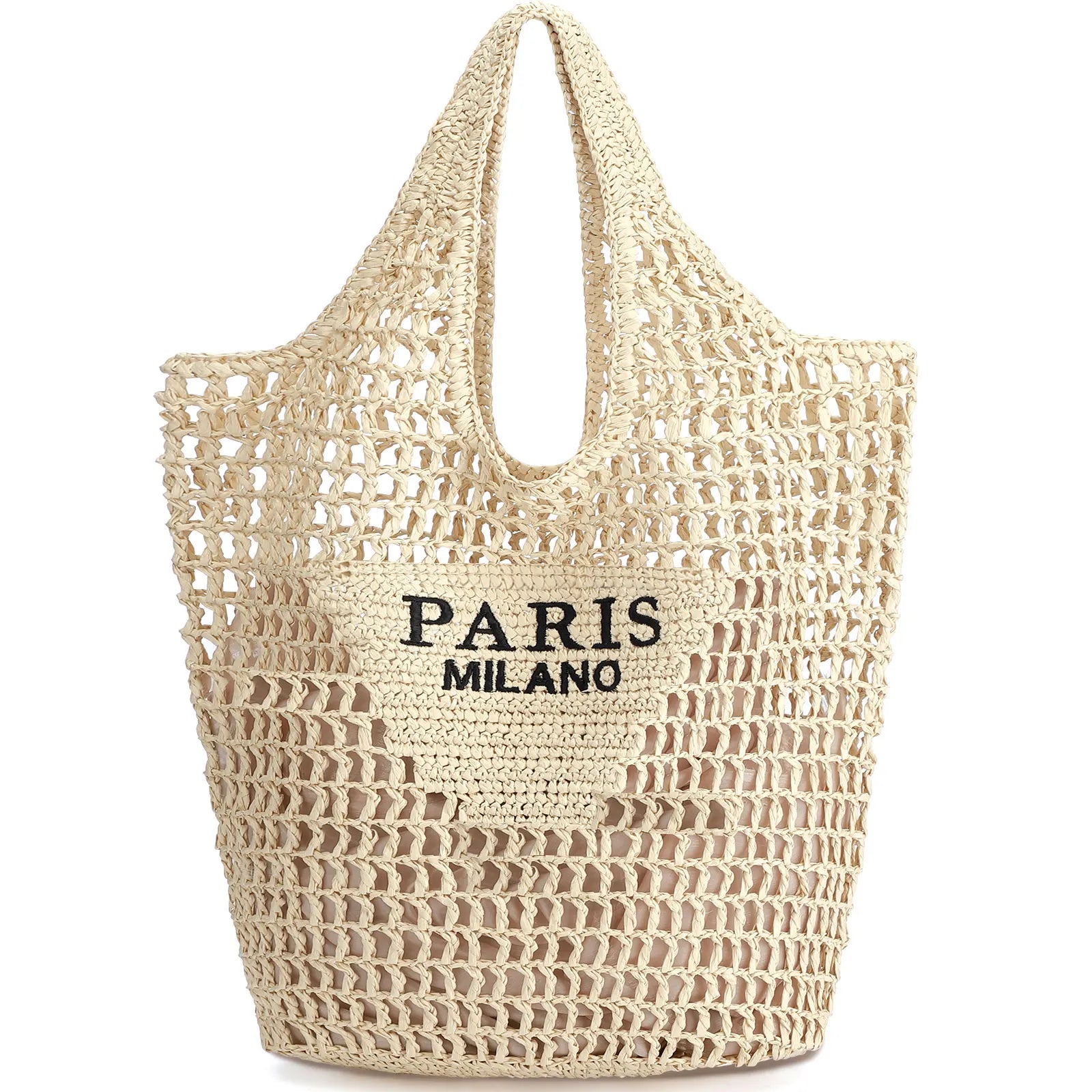 Handmade Straw Woven Beach Tote Bag