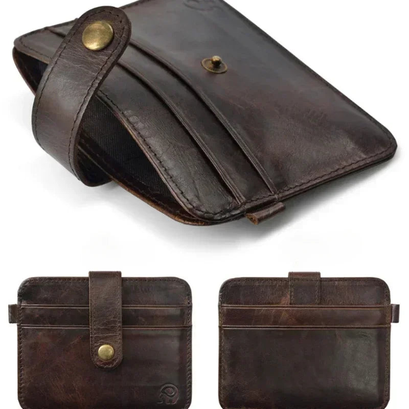 Men's Genuine Leather Slim Wallet – Minimalist Card Holder & Money Purse
