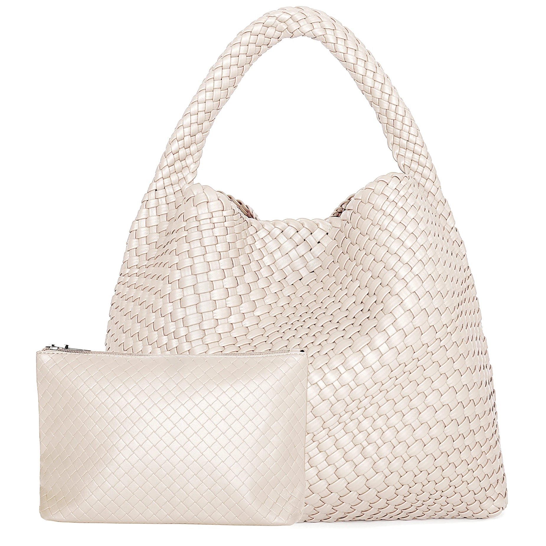 Women's Large Woven Leather Shoulder Tote
