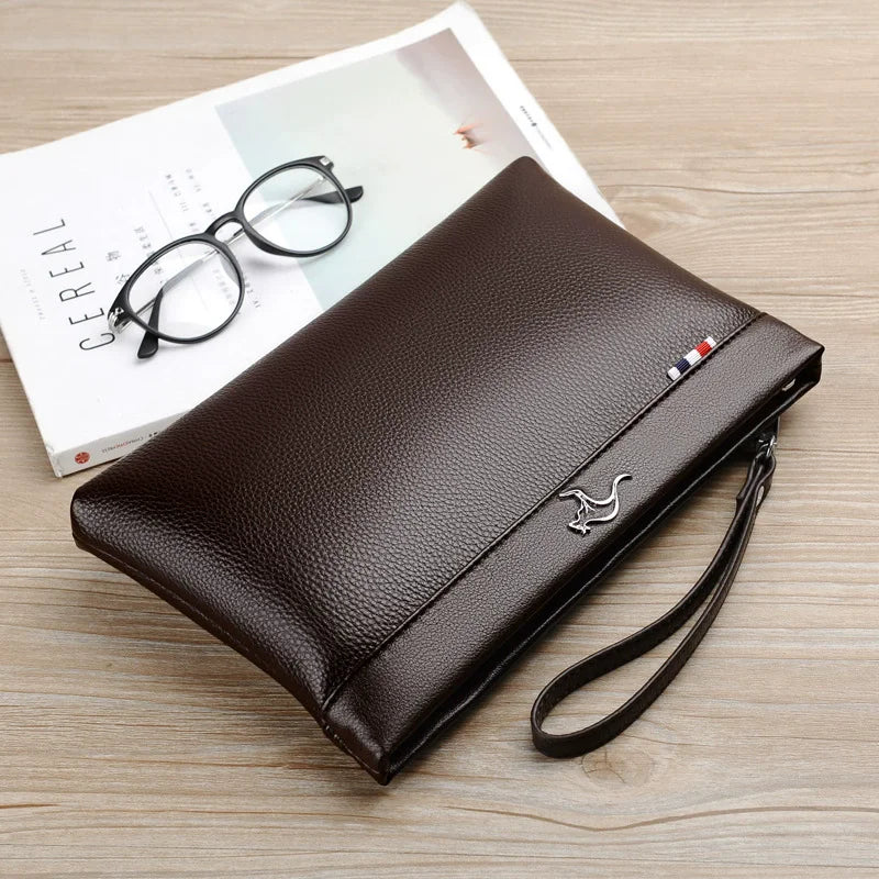 Men's PU Leather Clutch Wallet – Large Capacity Wristlet Pouch Bag