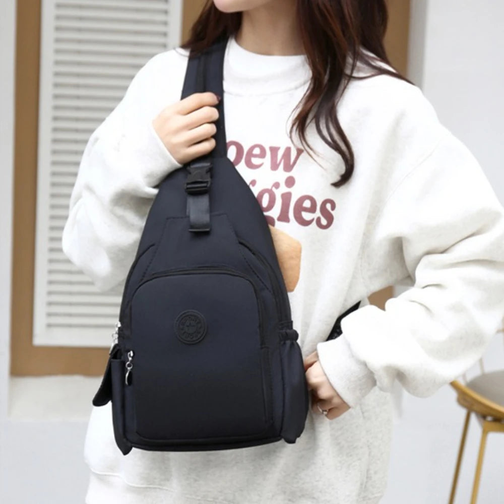 Korean-Style Nylon Chest Bag – Multi-Functional Crossbody & Backpack