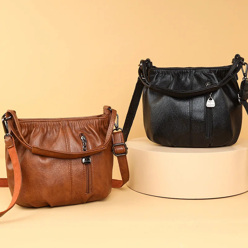 Women's Vintage Shell Bag – Luxury PU Leather Crossbody Shoulder Handbag