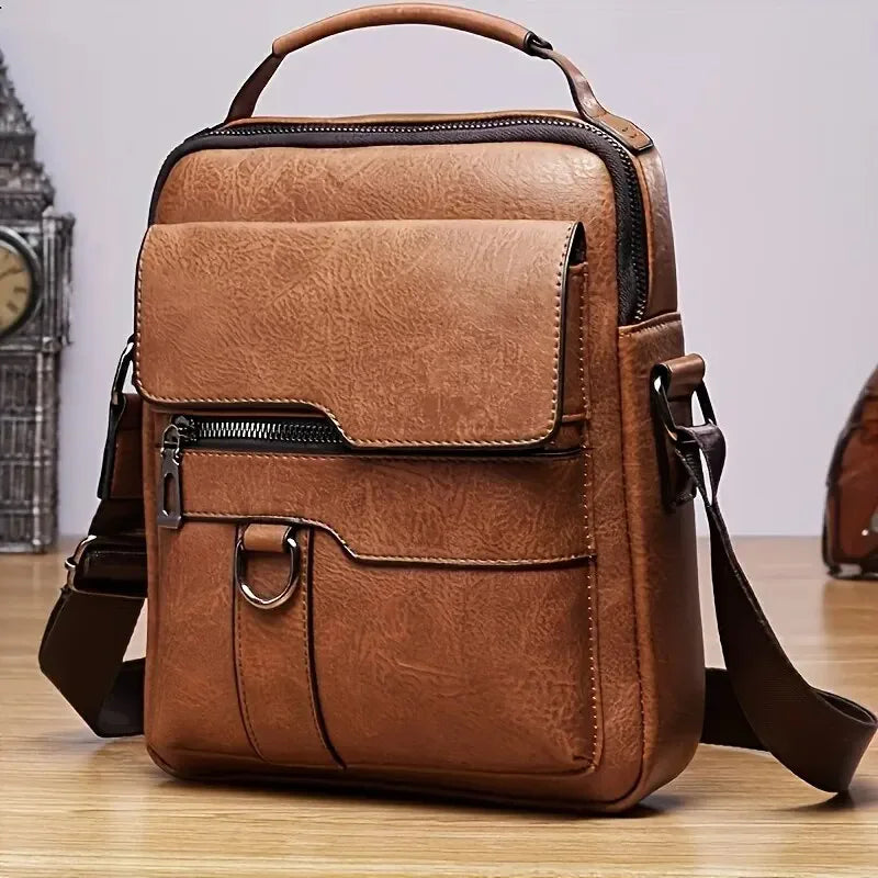 Men's PU Leather Crossbody Bag – Business Messenger Bag for iPad (9.7")