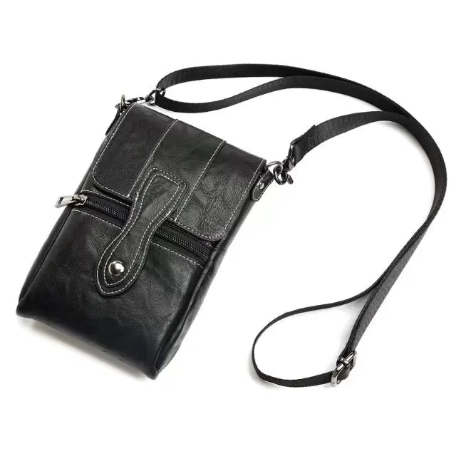 Men's Waterproof Leather Fanny Pack – Large Capacity Waist Belt Phone Bag for Travel & Outdoor