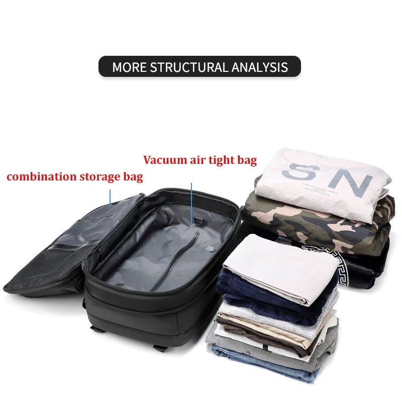 Vacuum Compression Travel Backpack – Expandable 17-Inch Laptop Bag