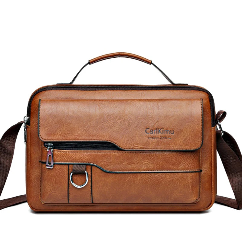Men's Retro Soft Faux Leather Crossbody Bag – Handheld Messenger Purse in Black, Brown & Coffee