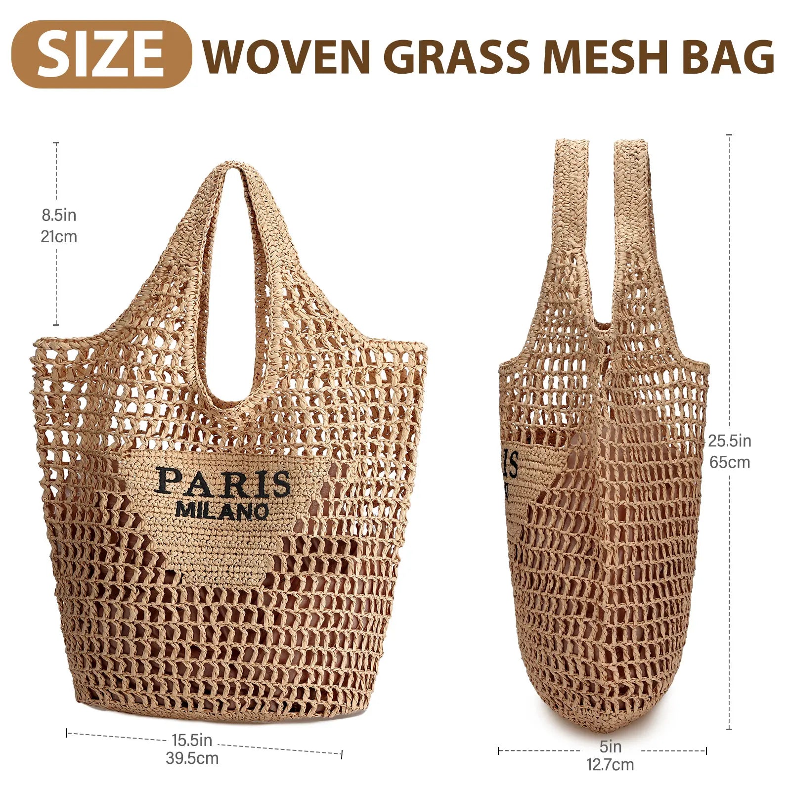 Handmade Straw Woven Beach Tote Bag