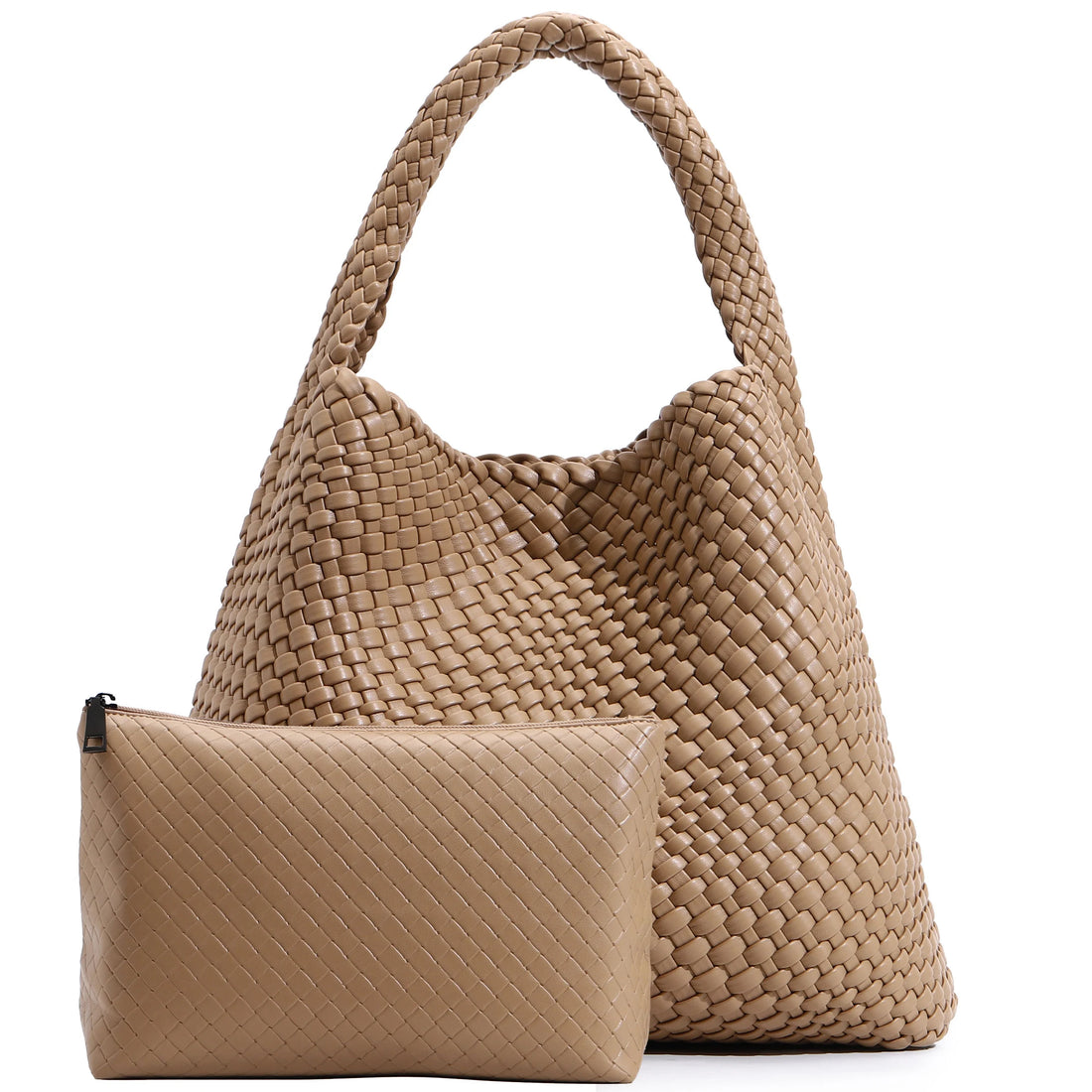 Women's Woven Vegan Leather Tote Bag