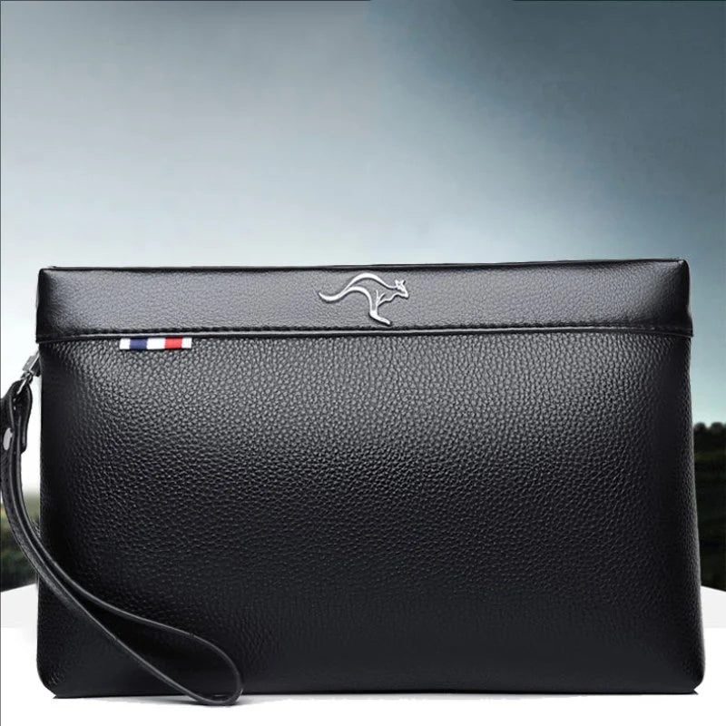 Men's PU Leather Clutch Wallet – Large Capacity Wristlet Pouch Bag
