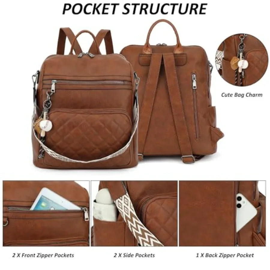 Women's Large Leather Convertible Backpack Handbag