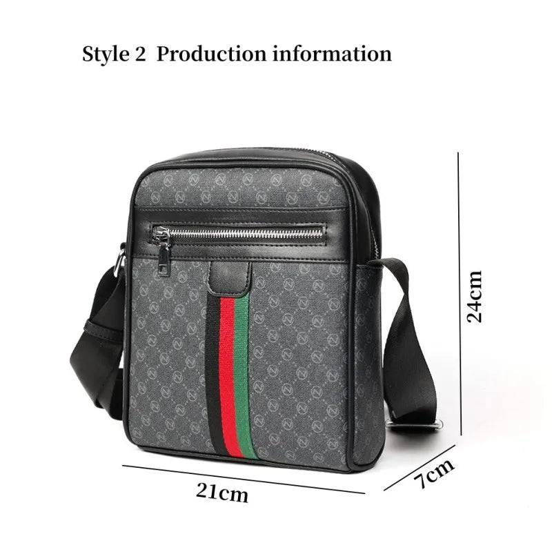Men's Fashion Letter-Print Crossbody Bag – Luxury Brand Messenger Sling Satchel