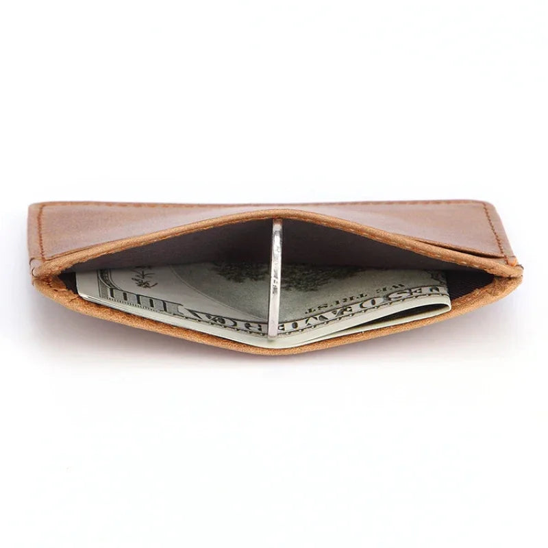 Genuine Oil Wax Cowhide Leather Card Holder – Retro Coin Purse for Men & Women
