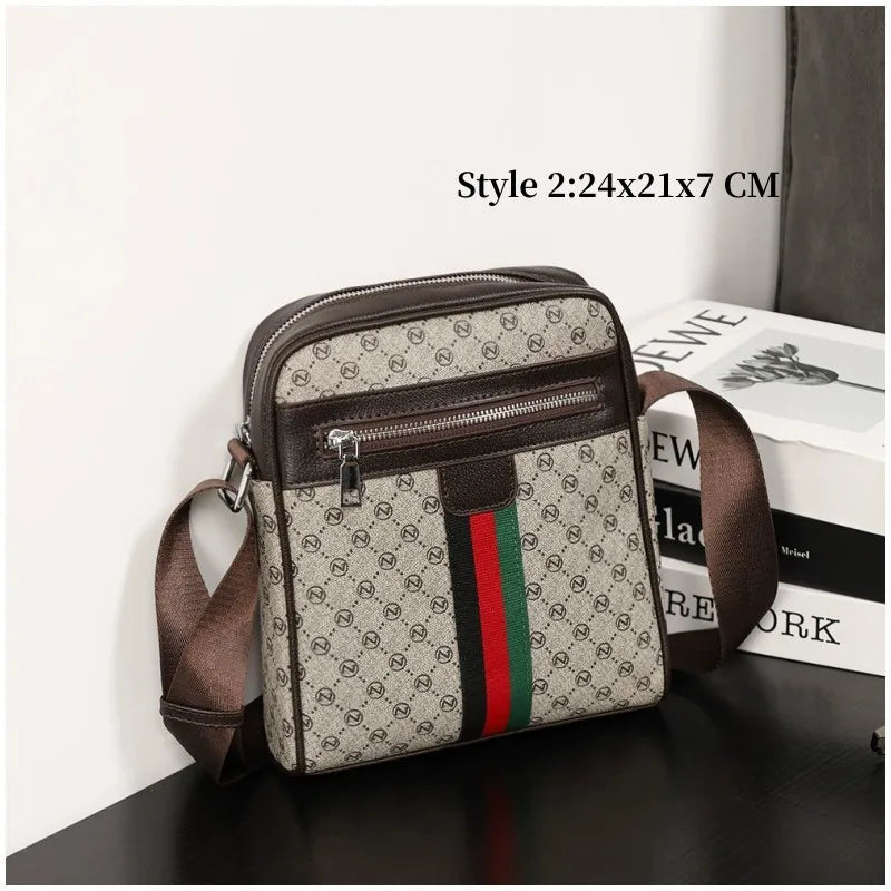 Men's Fashion Letter-Print Crossbody Bag – Luxury Brand Messenger Sling Satchel