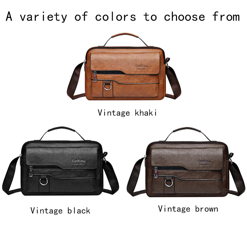 Men's Retro Soft Faux Leather Crossbody Bag – Handheld Messenger Purse in Black, Brown & Coffee