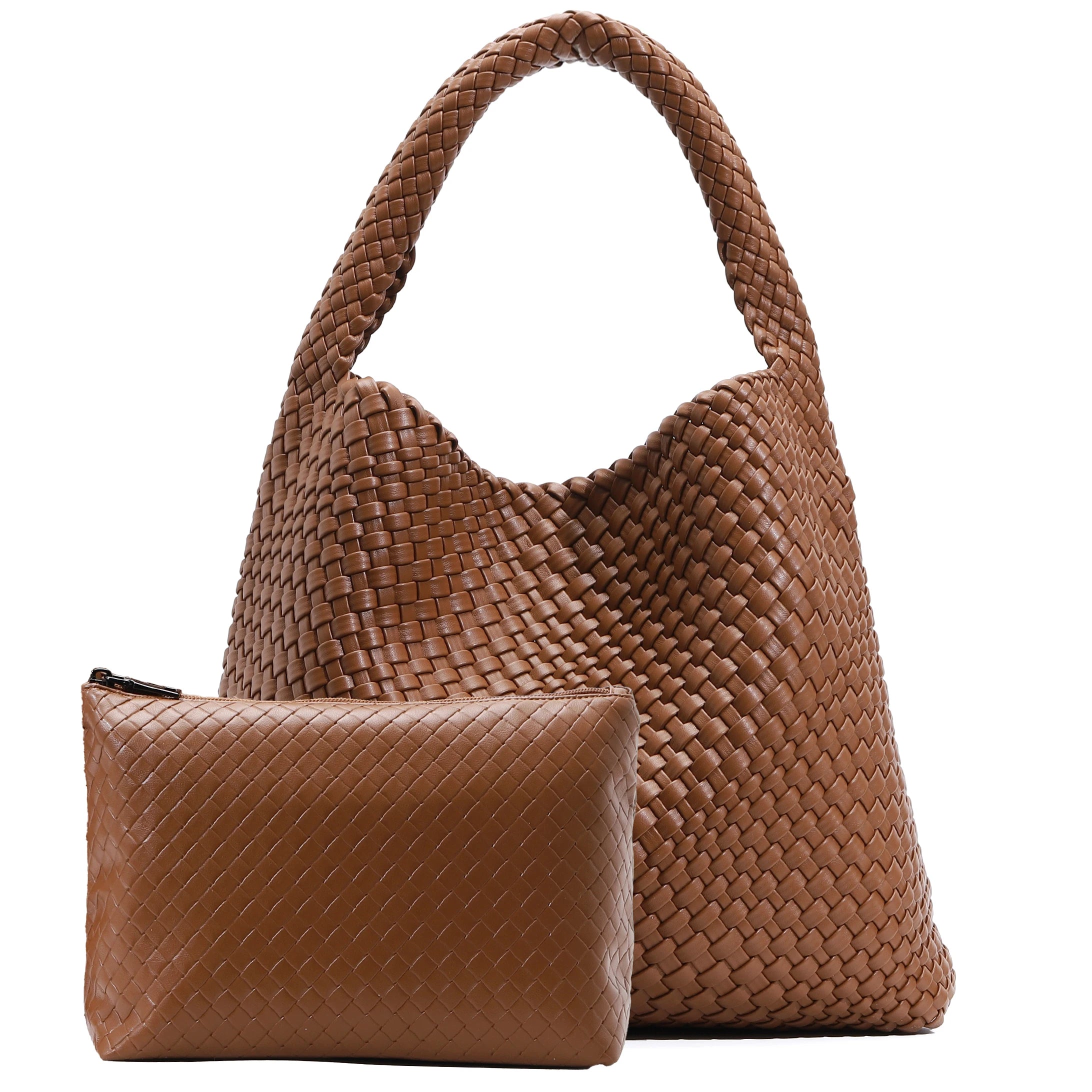 Women's Woven Vegan Leather Tote Bag