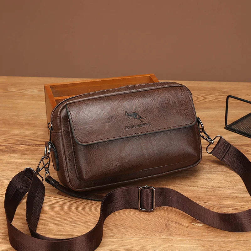 Men's PU Leather Clutch Bag – Long Wallet & Mini Crossbody Shoulder Handbag