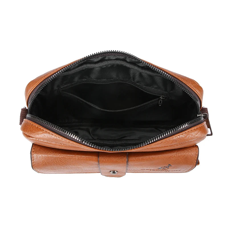 Men's Vintage Soft PU Leather Crossbody Bag – Small Shoulder Handbag for Everyday Carry