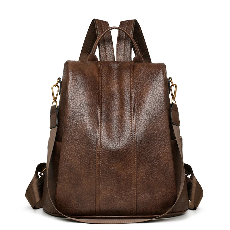 Anti-Theft Soft Leather Women's Travel Backpack