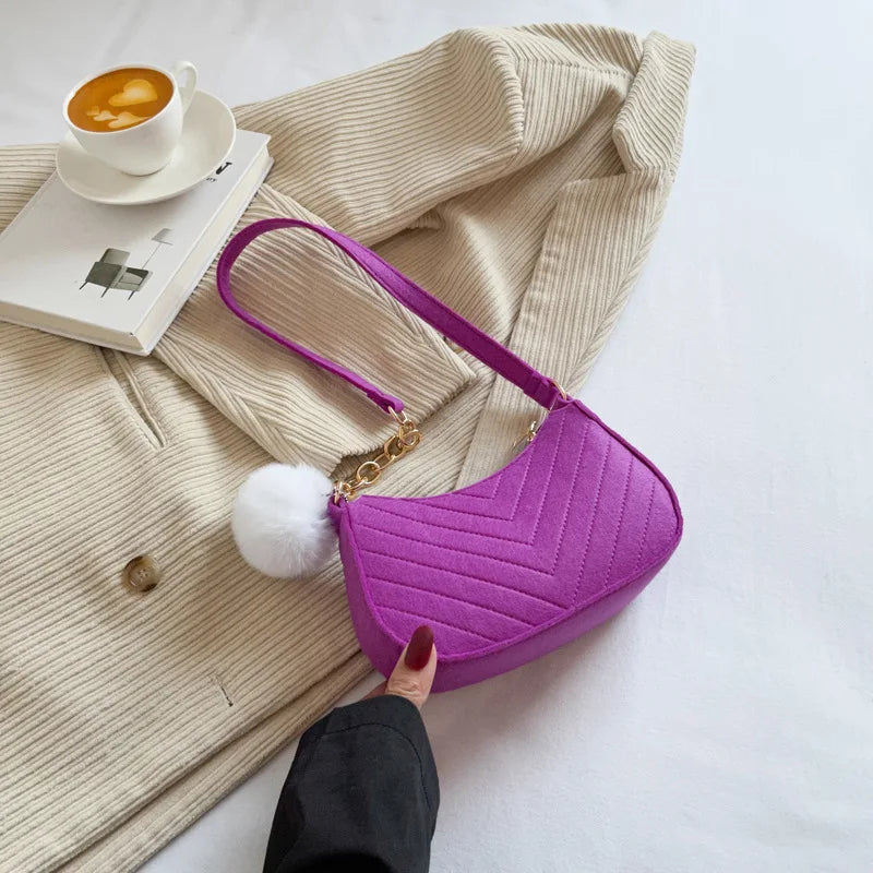Mini Felt Crescent Saddle Bag for Women