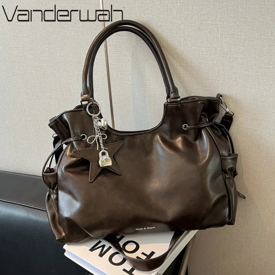 Vintage Oil-Wax Leather Laptop Tote Bag