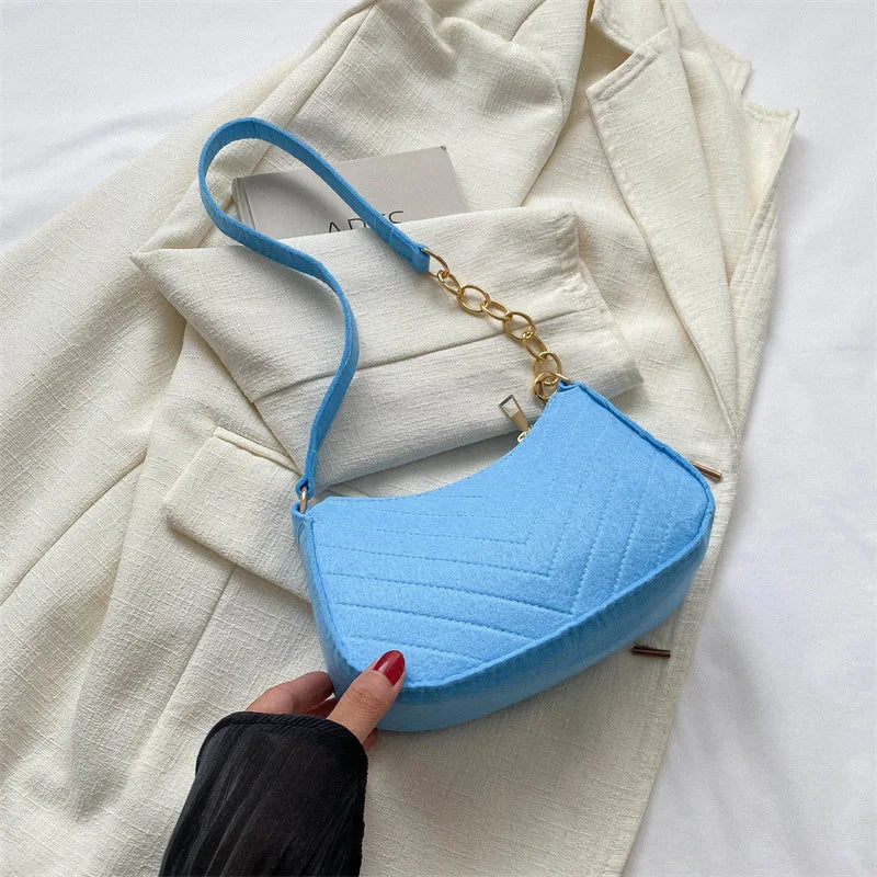 Mini Felt Crescent Saddle Bag for Women